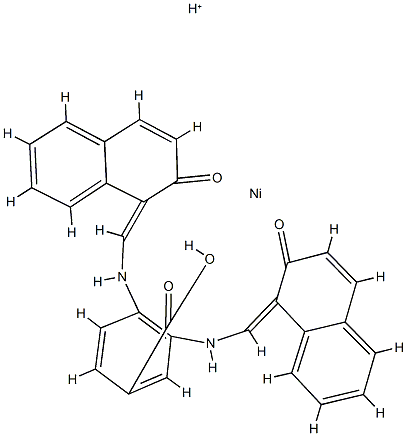 hydrogen [3,4-bis[[(2-hydroxy-1-naphthyl)methylene]amino]benzoato(3-)-N3,N4,O3,O4]nickelate(1-) Struktur