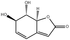 [6R,(-)]-7,7aα-ジヒドロ-6β,7α-ジヒドロキシベンゾフラン-2(6H)-オン 化学構造式