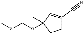 1-Cyclopentene-1-carbonitrile,3-methyl-3-[(methylthio)methoxy]-(9CI) 化学構造式