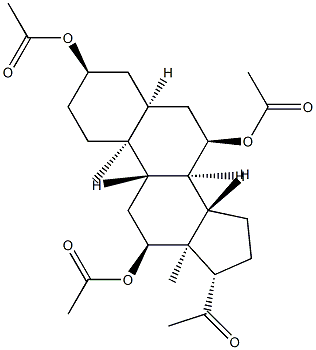 3α,7α,12α-トリス(アセチルオキシ)-5β-プレグナン-20-オン 化学構造式