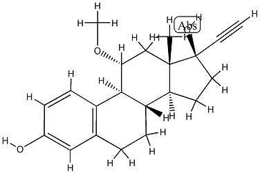 (17R)-11α-Methoxy-19-norpregna-1,3,5(10)-trien-20-yne-3,17-diol Struktur