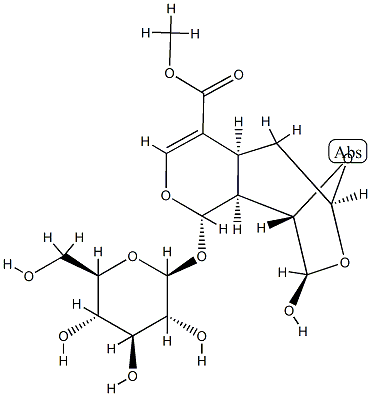 (1S,8R)-1α-(β-D-Glucopyranosyloxy)-4aα,5,6,8,9,9aα-hexahydro-8-hydroxy-6β,9β-epoxy-1H-pyrano[3,4-d]oxepine-4-carboxylic acid methyl ester Structure