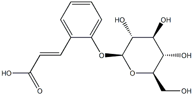 (E)-3-[2-(β-D-グルコピラノシルオキシ)フェニル]プロペン酸 化学構造式
