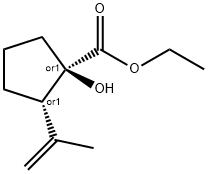 Cyclopentanecarboxylic acid, 1-hydroxy-2-(1-methylethenyl)-, ethyl ester, (1R,2S)-rel- (9CI) Structure