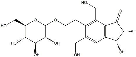 (2S,3S)-6-[2-(β-D-Glucopyranosyloxy)ethyl]-2,3-dihydro-3-hydroxy-5,7-bis(hydroxymethyl)-2-methyl-1H-inden-1-one Structure