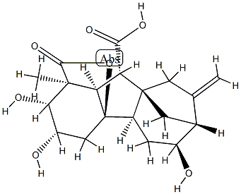 2β,3β,4aα,6α-Tetrahydroxy-1β-methyl-8-methylenegibbane-1α,10β-dicarboxylic acid 1,4a-lactone 结构式