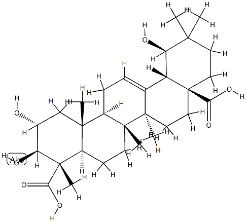 (4S)-2α,3β,19β-トリヒドロキシオレアナ-12-エン-23,28-二酸 化学構造式