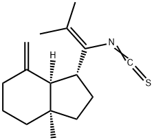 (1R,7aα)-オクタヒドロ-1α-(1-イソチオシアナト-2-メチル-1-プロペニル)-3aα-メチル-7-メチレン-1H-インデン 化学構造式