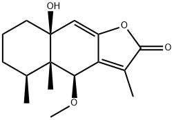 (4S)-4a,5,6,7,8,8a-Hexahydro-8aβ-hydroxy-4β-methoxy-3,4aβ,5β-trimethylnaphtho[2,3-b]furan-2(4H)-one Struktur