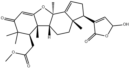 (10α,13α,17α)-21,23-Epoxy-23-hydroxy-2,2,8-trimethyl-3,21-dioxo-B,24-dinor-6-oxachola-4,14,20(22)-triene-1α-acetic acid methyl ester Struktur