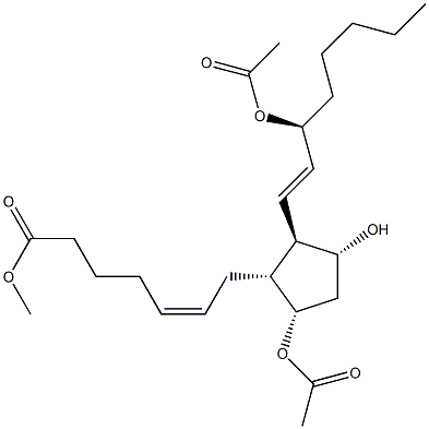 (5Z,9α,11α,13E,15S)-9,15-ジ(アセチルオキシ)-11-ヒドロキシプロスタ-5,13-ジエン-1-酸メチル 化学構造式