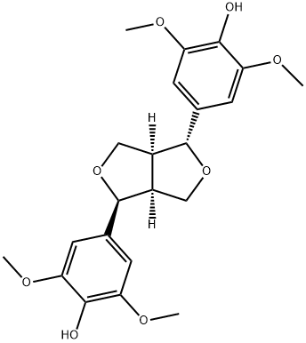 4,4'-[[(1R,3aα,6aα)-テトラヒドロ-1H,3H-フロ[3,4-c]フラン]-1α,4α-ジイル]ビス(2,6-ジメトキシフェノール) 化学構造式