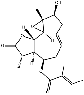 (E)-2-Methyl-2-butenoic acid [(1aR,2S,4E,7R,7aR,8S,10aS,10bR)-1a,2,3,6,7,7a,8,9,10a,10b-decahydro-2-hydroxy-1a,5,8-trimethyl-9-oxooxireno[9,10]cyclodeca[1,2-b]furan-7-yl] ester Struktur