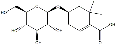 (4R)-2,6,6-トリメチル-4β-(β-D-グルコピラノシルオキシ)-1-シクロヘキセン-1-カルボン酸 化学構造式