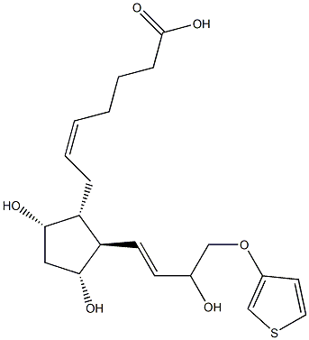 9α,11α,15α-トリヒドロキシ-16-(3-チエニルオキシ)-17,18,19,20-テトラノル-5Z,13E-プロスタジエン酸 化学構造式