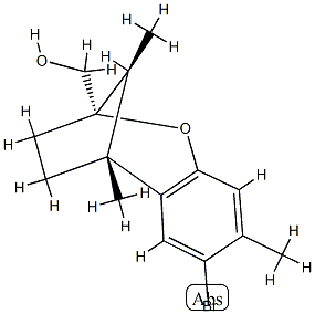 rel-(10S*)-7-ブロモ-2,3,4,5-テトラヒドロ-5,8,10-トリメチル-2α*,5β*-メタノ-1-ベンゾオキセピン-2-メタノール 化学構造式