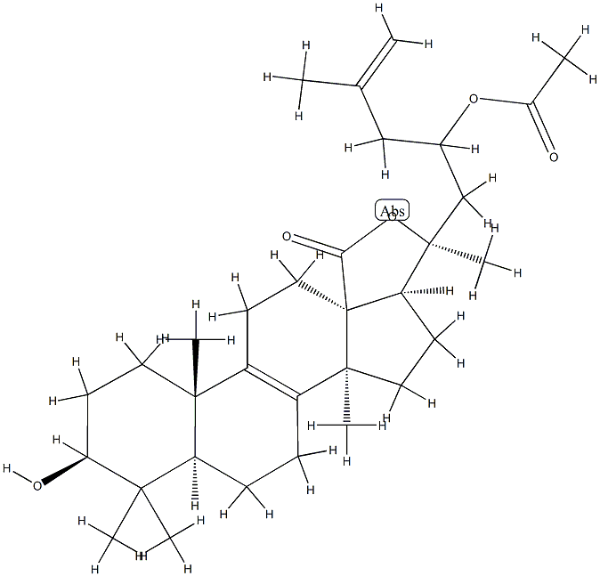 23-アセトキシ-3β,20-ジヒドロキシ-5α-ラノスタ-8,25-ジエン-18-酸γ-ラクトン 化学構造式