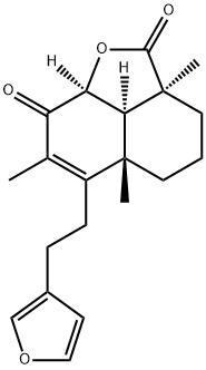 6β-ヒドロキシ-15,16-エポキシ-7-オキソラブダ-8,13(16),14-トリエン-19-酸ラクトン 化学構造式