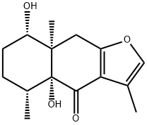 (4aR)-5,6,7,8,8a,9-Hexahydro-4a,8α-dihydroxy-3,5α,8aα-trimethylnaphtho[2,3-b]furan-4(4aH)-one 结构式