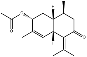 (4S)-6β-Acetoxy-3,4,4aα,5,6,8aα-hexahydro-4α,7-dimethyl-1-(1-methylethylidene)naphthalen-2(1H)-one Struktur