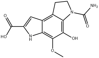 6-(アミノカルボニル)-3,6,7,8-テトラヒドロ-5-ヒドロキシ-4-メトキシベンゾ[1,2-b:4,3-b']ジピロール-2-カルボン酸 化学構造式