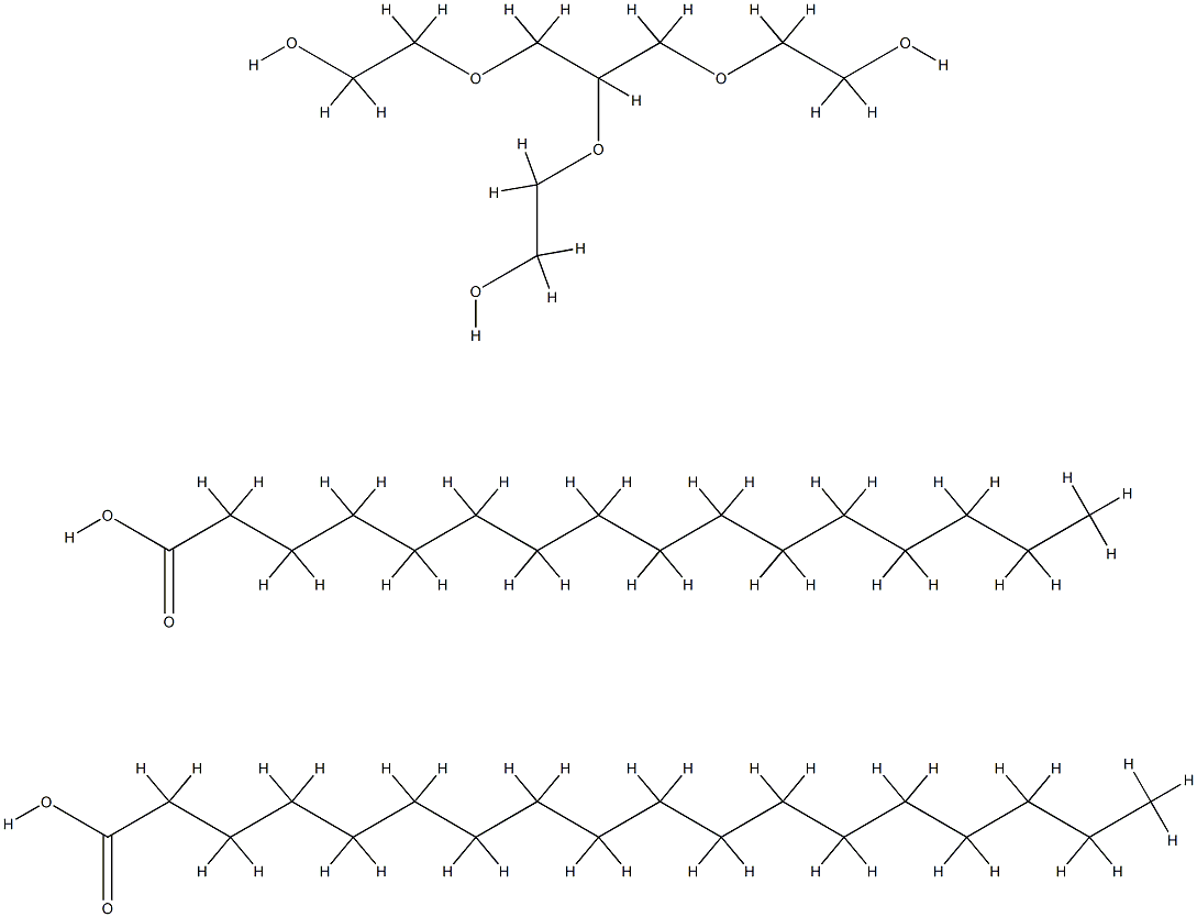 Poly(oxy-1,2-ethanediyl), .alpha.,.alpha.,.alpha.-1,2,3-propanetriyltris.omega.-hydroxy-, hexadecanoate octadecanoate Struktur
