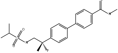 N-メチル-4′-[(S)-1-フルオロ-1-メチル-2-[(イソプロピルスルホニル)アミノ]エチル]ビフェニル-4-カルボアミド 化学構造式