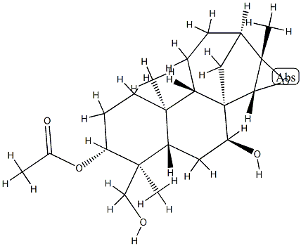 (4S)-3α-Acetoxy-15α,16-epoxykaurane-7β,18-diol Struktur