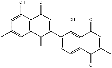1',5-ジヒドロキシ-6',7-ジメチル-2,2'-ビナフタレン-1,4,5',8'-テトラオン 化学構造式