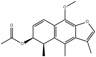 [5S,(+)]-6α-アセトキシ-9-メトキシ-3,4,5α-トリメチル-5,6-ジヒドロナフト[2,3-b]フラン 化学構造式