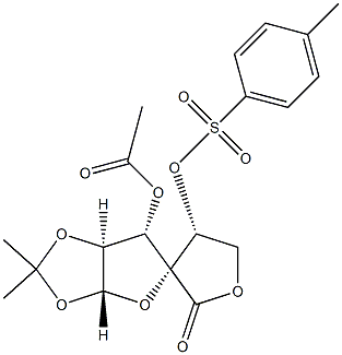 (3R,3a'R,4R,6'S,6a'S)-6'-Acetyloxy-2',2'-dimethyl-4-[[(4-methylphenyl)sulfonyl]oxy]tetrahydrospiro[furan-3(2H),5'(3'aH)-furo[2,3-d][1,3]dioxol]-2-one Struktur