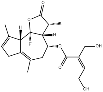 (Z)-4-Hydroxy-2-(hydroxymethyl)-2-butenoic acid [(3R)-2,3,3aβ,4,5,7,9aβ,9bα-octahydro-3α,6,9-trimethyl-2-oxoazuleno[4,5-b]furan-4α-yl] ester Struktur