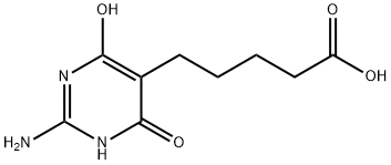 5-[(2-アミノ-6-ヒドロキシ-1,4-ジヒドロ-4-オキソピリミジン)-5-イル]吉草酸 化学構造式