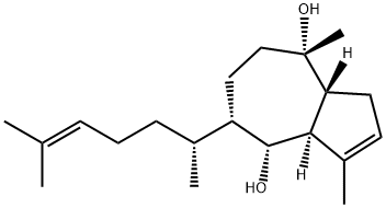 (3aR)-7β-[(R)-1,5-ジメチル-4-ヘキセニル]-3,3aα,4,5,6,7,8,8aβ-オクタヒドロ-1,4-ジメチル-4β,8β-アズレンジオール 化学構造式