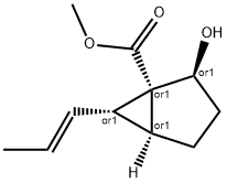 Bicyclo[3.1.0]hexane-1-carboxylic acid, 2-hydroxy-6-(1E)-1-propenyl-, methyl ester, (1R,2S,5S,6S)-rel- (9CI) 结构式