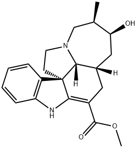 (5β,12S,19β)-2,3-Didehydro-7β-hydroxy-8β-methyl-8a-homo-20,21-dinoraspidospermidine-3-carboxylic acid methyl ester,62861-08-9,结构式