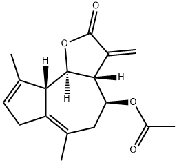 (3aR)-4β-Acetoxy-3aβ,4,5,7,9aβ,9bα-hexahydro-6,9-dimethyl-3-methyleneazuleno[4,5-b]furan-2(3H)-one Struktur