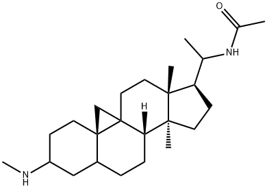 20-Acetylamino-14β-methyl-3-methylamino-9β,19-cyclo-5α-pregnane Structure