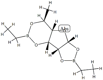 1-O,2-O:3-O,5-O-ビス(エチルボランジイル)-6-デオキシ-β-L-マンノフラノース 化学構造式