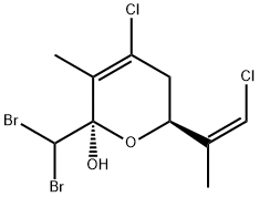 (2R)-4-Chloro-6β-[(Z)-2-chloro-1-methylethenyl]-2β-dibromomethyl-5,6-dihydro-3-methyl-2H-pyran-2-ol Struktur