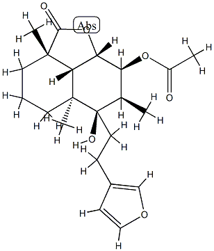 (2aS,8aα,8bα)-8α-アセトキシ-6β-[2-(3-フリル)エチル]デカヒドロ-6-ヒドロキシ-2aα,5aβ,7α-トリメチル-2H-ナフト[1,8-bc]フラン-2-オン 化学構造式