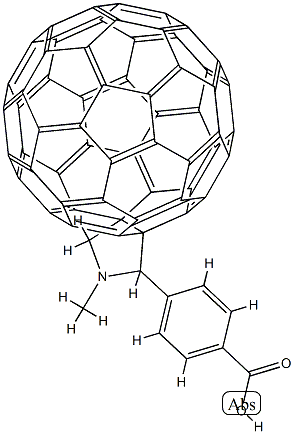 4-(1',5'-Dihydro-1'-methyl-2'H-[5,6]fullereno-C60-Ih-[1,9-c]pyrrol-2'-yl)benzoic acid Struktur