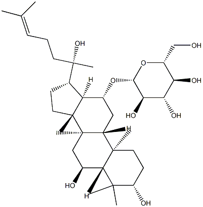 3β,6α,20-Trihydroxy-5α-dammar-24-en-12β-yl β-D-glucopyranoside Struktur