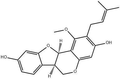 (6aR)-6aα,11aα-ジヒドロ-1-メトキシ-2-(3-メチル-2-ブテニル)-6H-ベンゾフロ[3,2-c][1]ベンゾピラン-3,9-ジオール 化学構造式