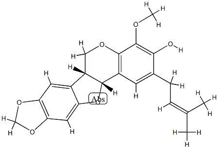 (6aR)-6aα,12aα-Dihydro-4-methoxy-2-(3-methyl-2-butenyl)-6H-[1,3]dioxolo[5,6]benzofuro[3,2-c][1]benzopyran-3-ol Struktur