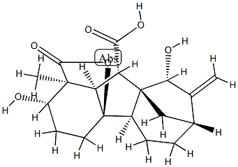 2β,4aα,9β-Trihydroxy-1-methyl-8-methylenegibbane-1α,10β-dicarboxylic acid 1,4a-lactone Struktur