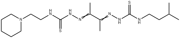 4-(3-Methylbutyl)-4'-(2-piperidinoethyl)[1,1'-(1,2-dimethyl-1,2-ethanediylidene)bisthiosemicarbazide] Struktur