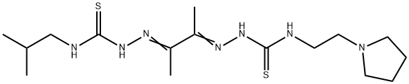 4-(2-メチルプロピル)-4'-[2-(ピロリジン-1-イル)エチル][1,1'-(1,2-ジメチル-1,2-エタンジイリデン)ビスチオセミカルバジド] 化学構造式