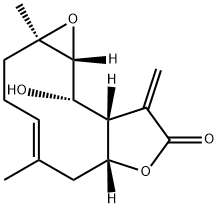 (1aR,4E,6aR,9aS,10S,10aR)-2,3,6,6a,9,9a,10,10a-Octahydro-10-hydroxy-1a,5-dimethyl-9-methyleneoxireno[4,5]cyclodeca[1,2-b]furan-8(1aH)-one Structure