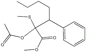 α-Acetyloxy-β-butyl-α-(methylthio)benzenepropionic acid methyl ester Struktur